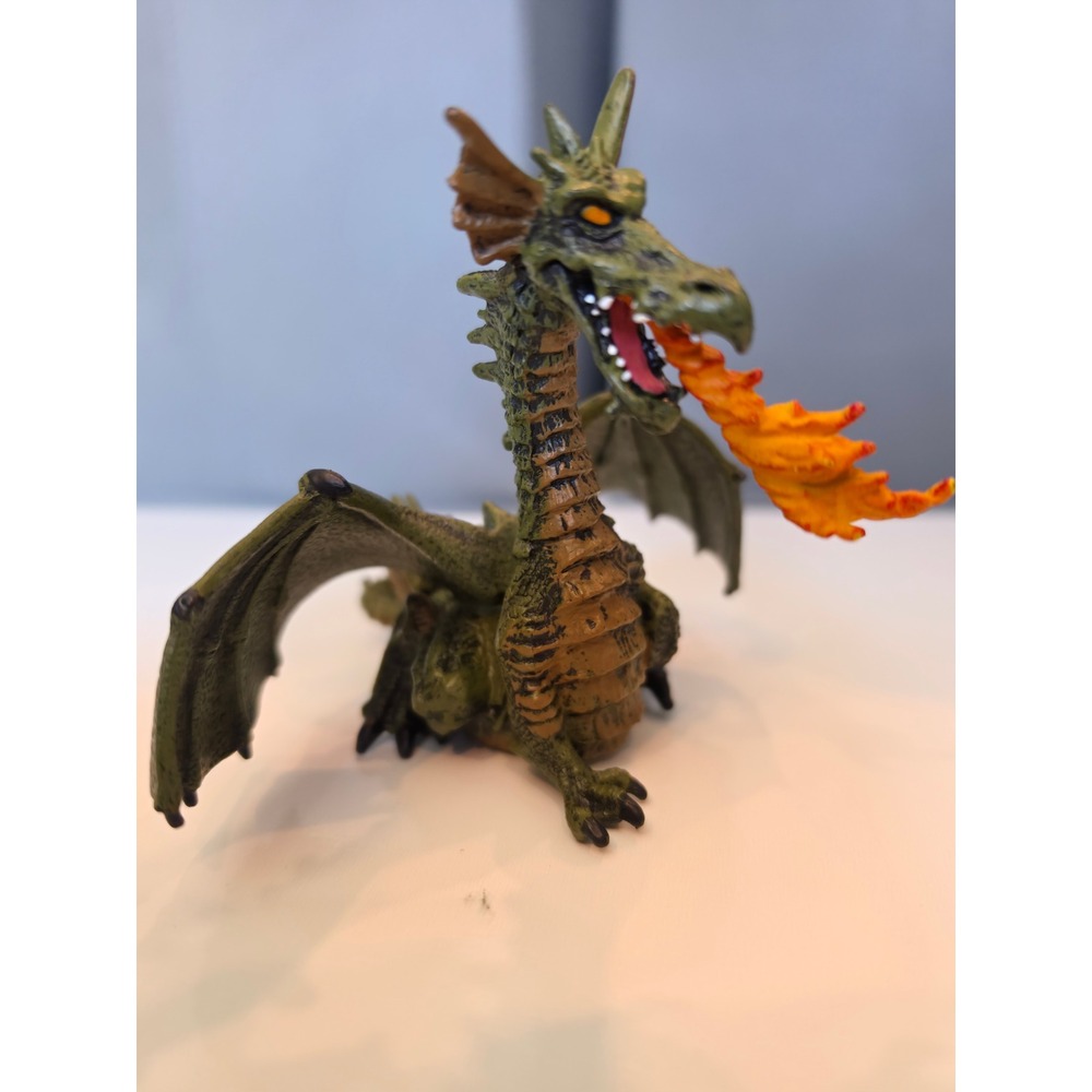 Papo 2005 Fire Breathing Dragon Green Brown Fantasy Mythical Creature Figu 0610